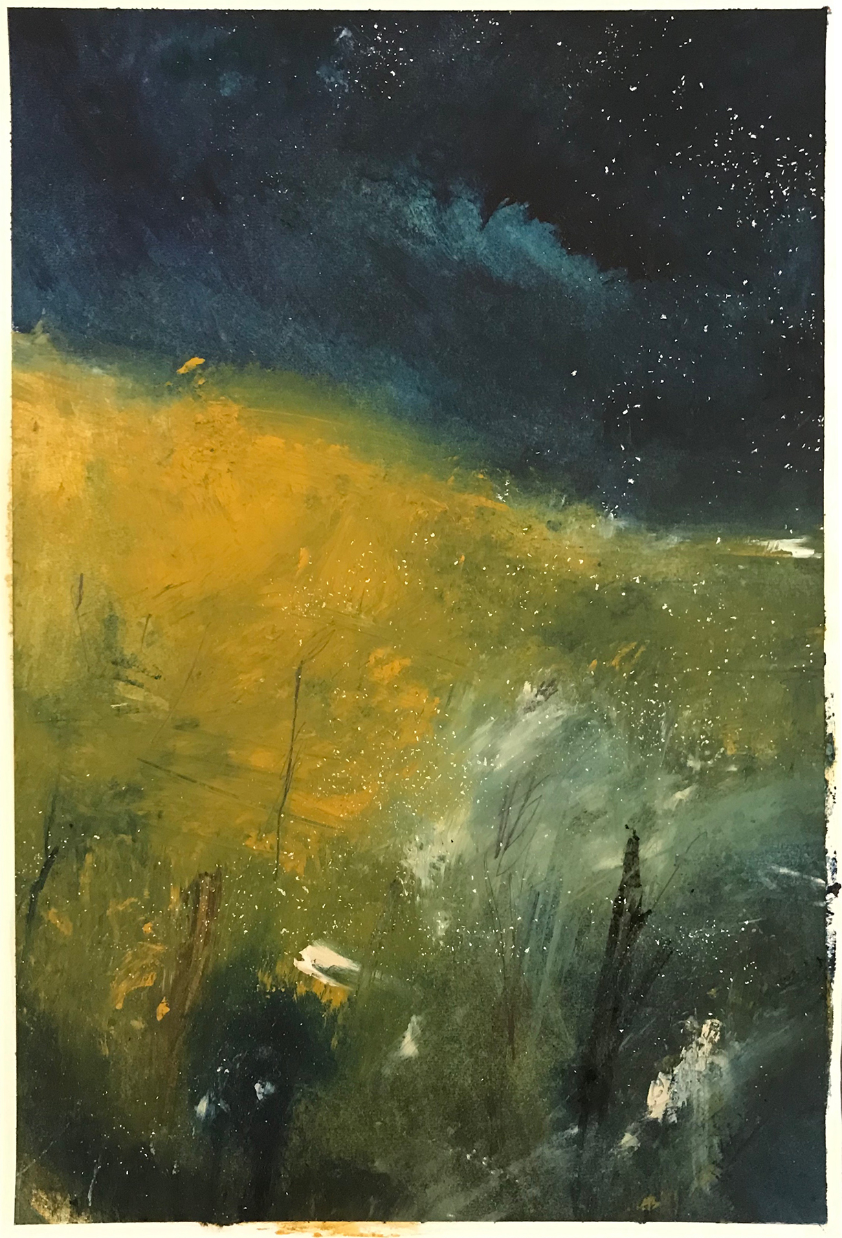 “...pollen drifts and summer storms 12:06” (oil, pencil, charcoal and chalk on paper 41x28cm) Artwork for sale £400 framed